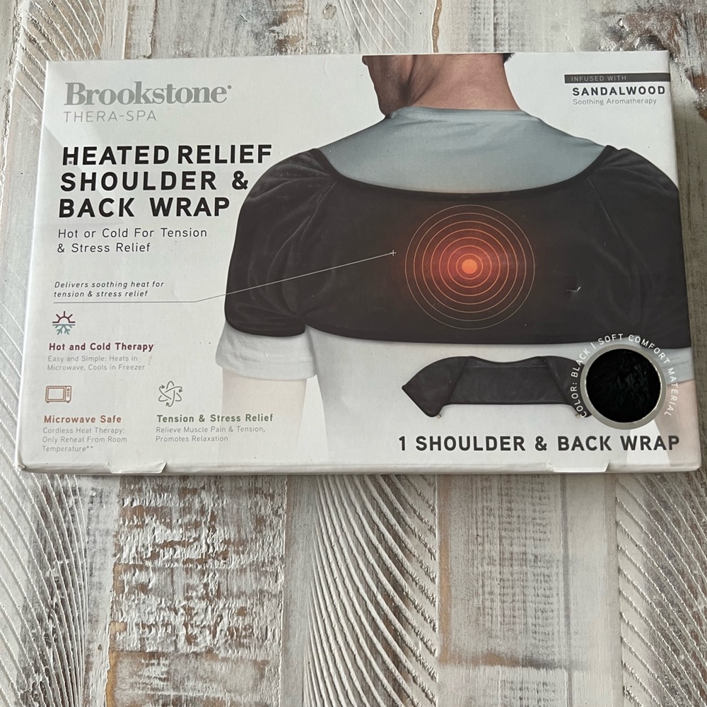 Brookstone Heated Relief Shoulder & Back Wrap Tension and Stress Relief